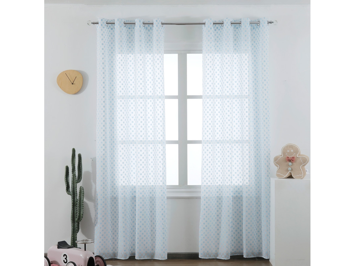 CORTINAS ALFANUMÉRICAS DE TUL AZUL CLARO 140 x 260 cm BOD HOME Individual