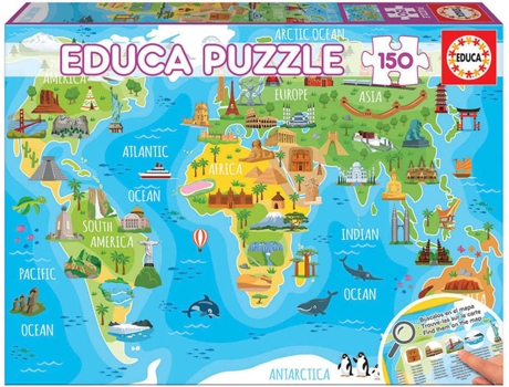Puzzle EDUCA Educa 150 Mapa Mundo Monumentos (Edad Mínima: 6 Años - 150 Piezas)