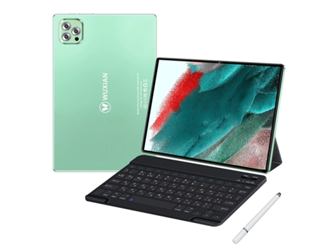 Tablet WUXIAN V62 + Teclado Bluetooth + Funda de Cuero + Auriculares + Stylus Pen (10.1'' - 64 GB - 4 GB RAM - Wi-Fi-GPS-4G - Verde)