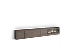 Mueble Tv, Televisión, 315x35x50cm, Para Tv Hasta 80", Chimenea Eléctrica Xxl, Led, Roble Oscuro Y Negro