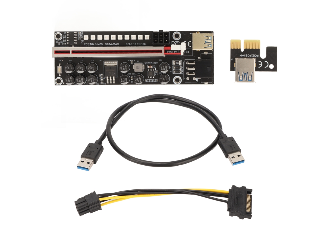 Cartão Adaptador Pcie Riser Alimentado 6 Pin Compatível Com 1x 4x 8x 16x Usb Para Mineração De Gpu