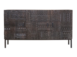 Aparador madera de mango y patas de metal en nogal oscuro Marrón.GINER Y COLOMER 85x40x150