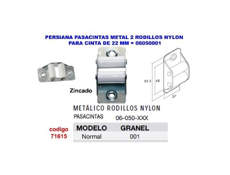 Persiana pasacintas metal 2 rodillos nylon de cinta 22 06050001