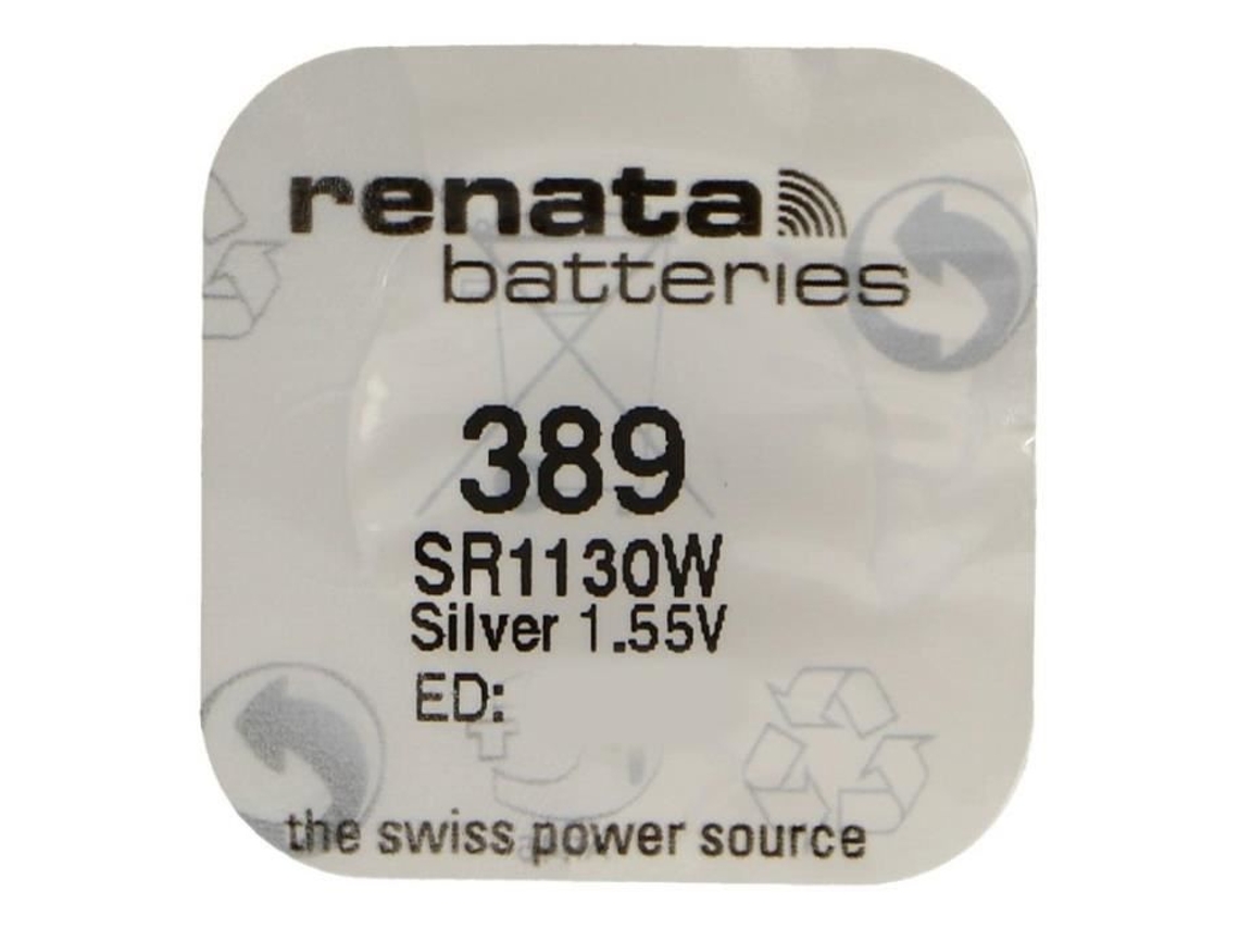 Batería Botón de Óxido de Plata 389 / SR1130W 0% Mercurio RENATA
