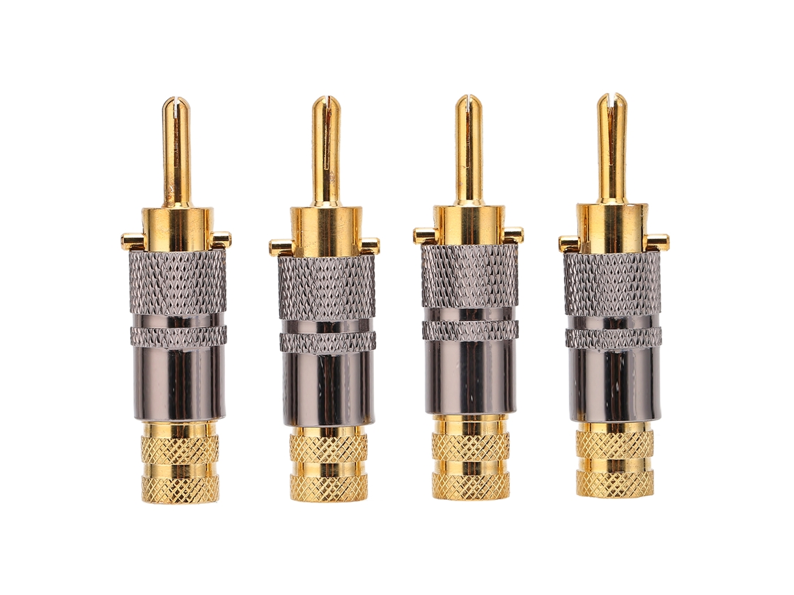 Juego De 4 Conectores Banana Preffair Ba1457, Chapados En Oro De 24 Quilates, Para Cable De Altavoz De 8,7 Mm.