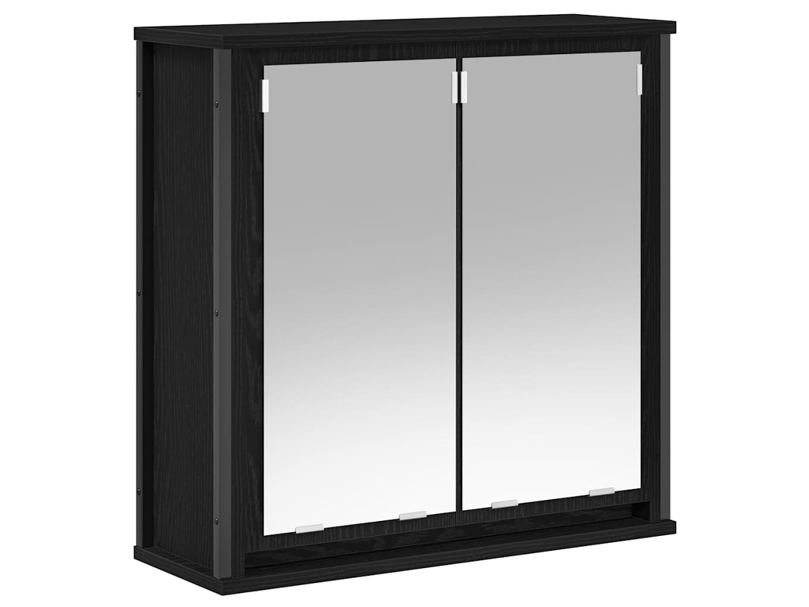 Maison Exclusive - Mueble De Baño De Pared Con Espejo Roble Negro 60x21x60 Cm