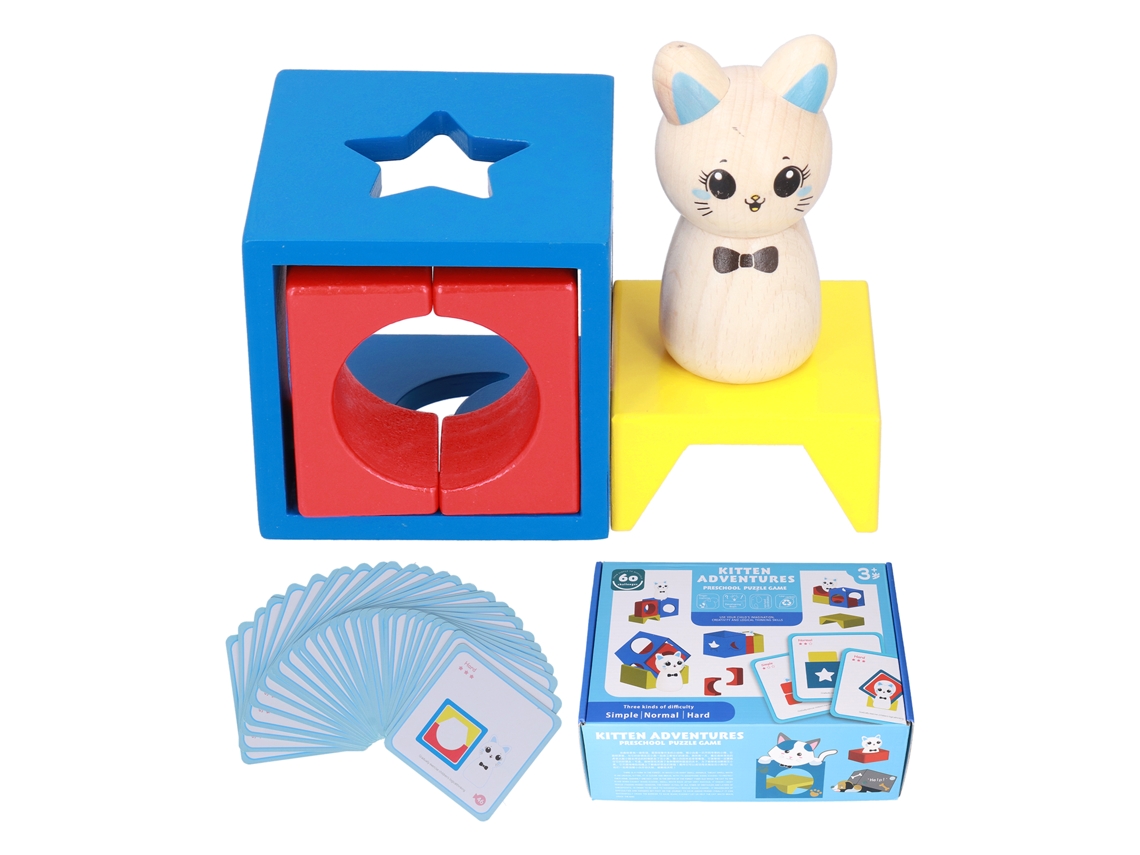 Ats-juguetes De Madera Geométricos Caja Gatsito Juego De Tablero De Ajedrez Educatsivo Para Niños Matsching Games
