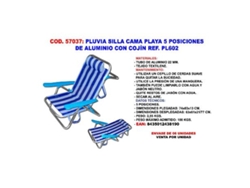 Pluvia silla cama playa 5 posic. aluminio 22 mm c-cojin pl602