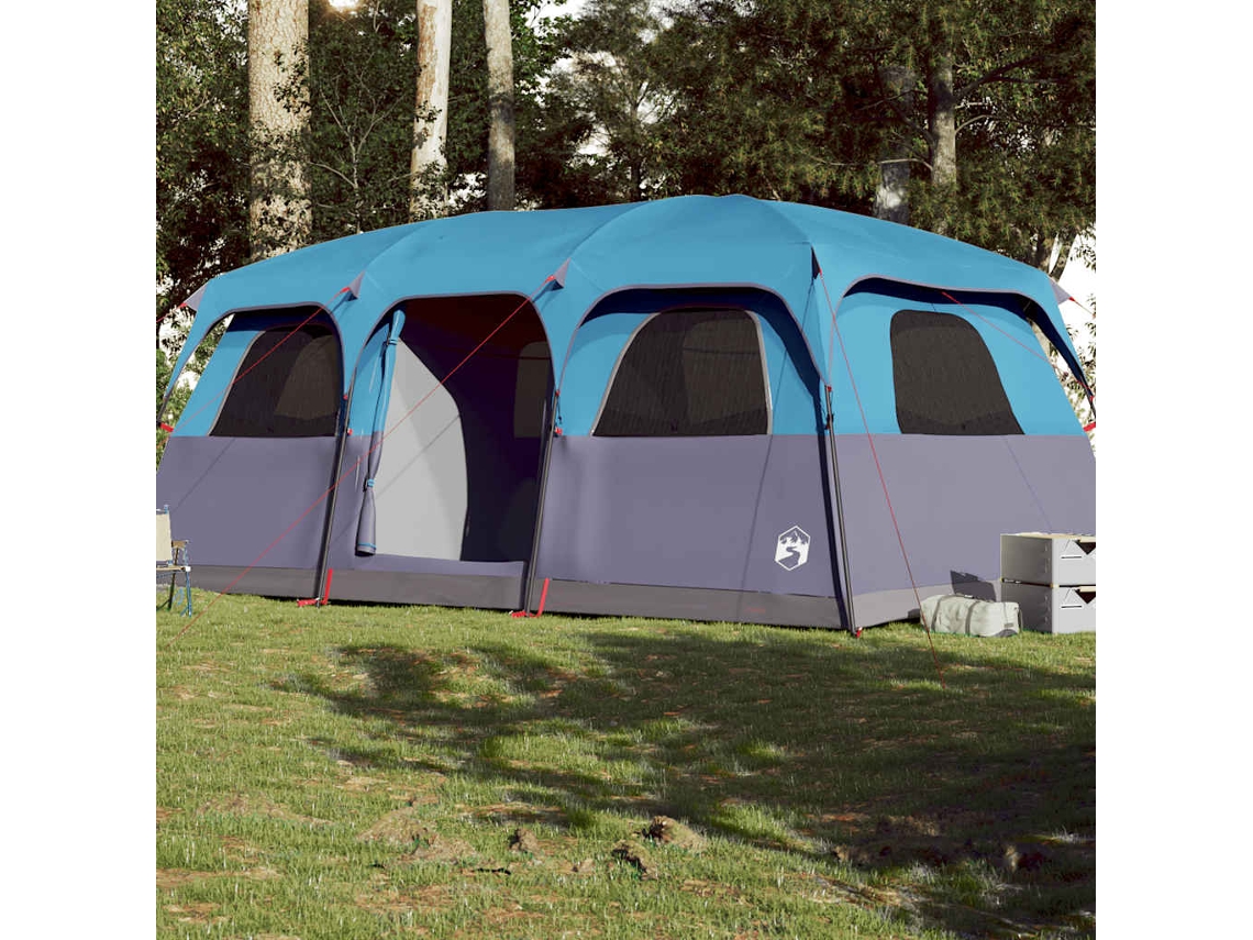 Tienda de campaña familiar, estilo cabaña, para 10 personas, impermeable, azul.