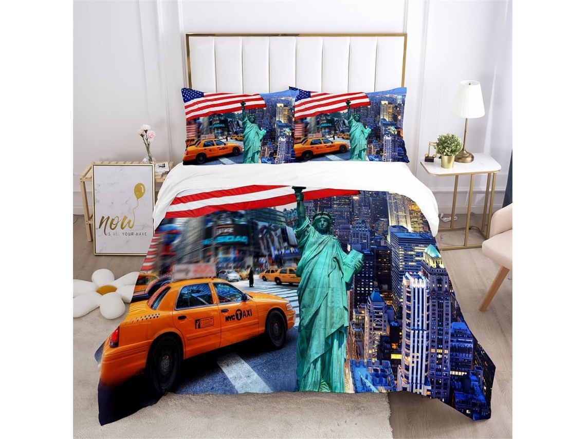Juego Ropa Cama Estampado Funda Nórdica Almohada Diseño Juego Color 140x200 Cm