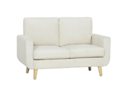 Sofá De Pana De 2 Plazas, Sofá Moderno Para Salón De 134 Cm, Asiento Acolchado, Cojín De Muelles, Color Crema.
