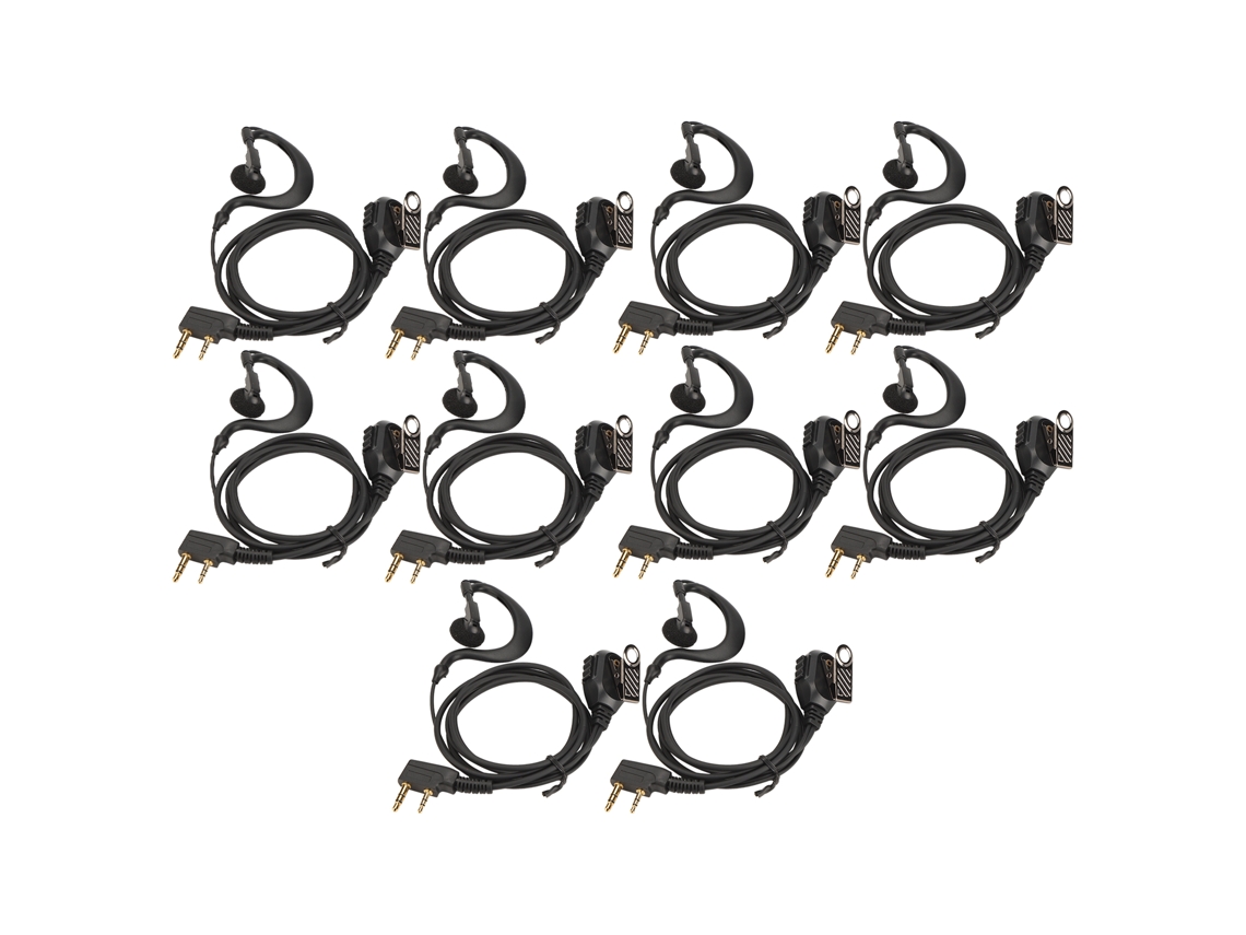 Auriculares Universales K-head De 2 Pines Para Radio Bidireccional Con Micrófono - Juego De 10