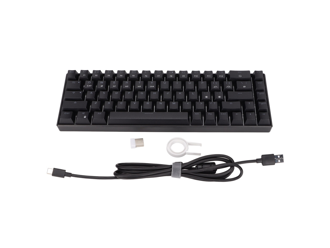 Teclado Mecánico Negro De 68 Teclas, Retroiluminación Blanca Y Tres Modos Para Windows, Harmonyos, Android E Ios. Interruptores Negros.