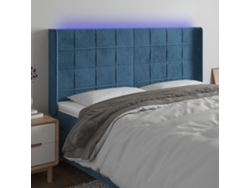 Cabecero Con Led De Terciopelo Azul Oscuro 203x16x118/128 Cm