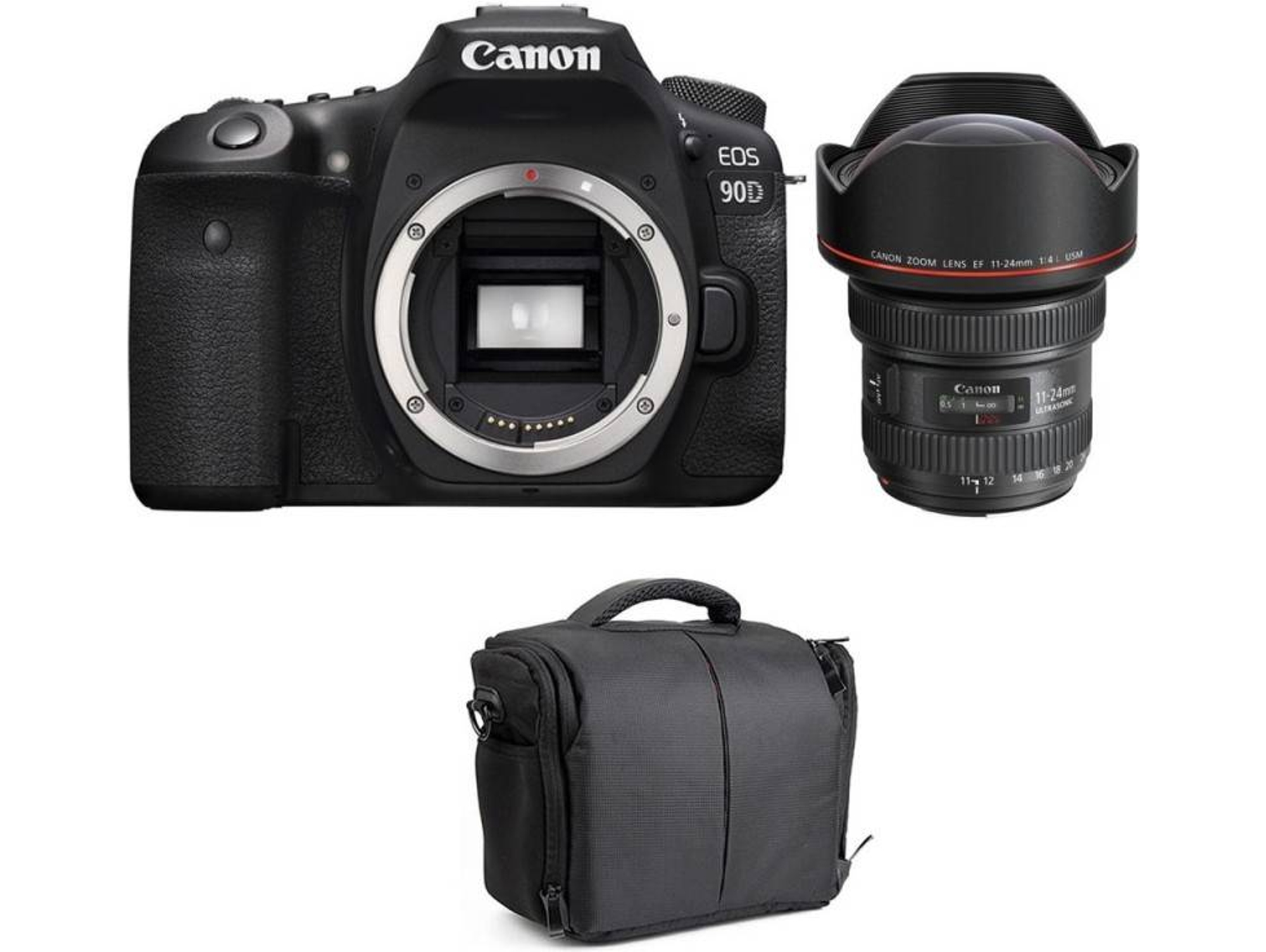 Kit Cámara Réflex CANON EOS 90D + EF 11-24mm f/4L USM + Bolsa