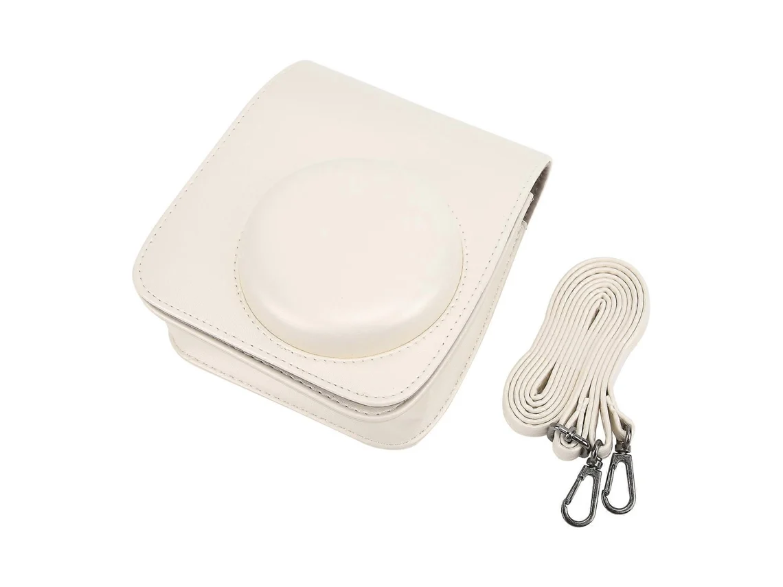 Estuche de piel sintética con correa ajustable para el hombro para Instax Mini 11/9/8 (protección blanca) Saisiyiky