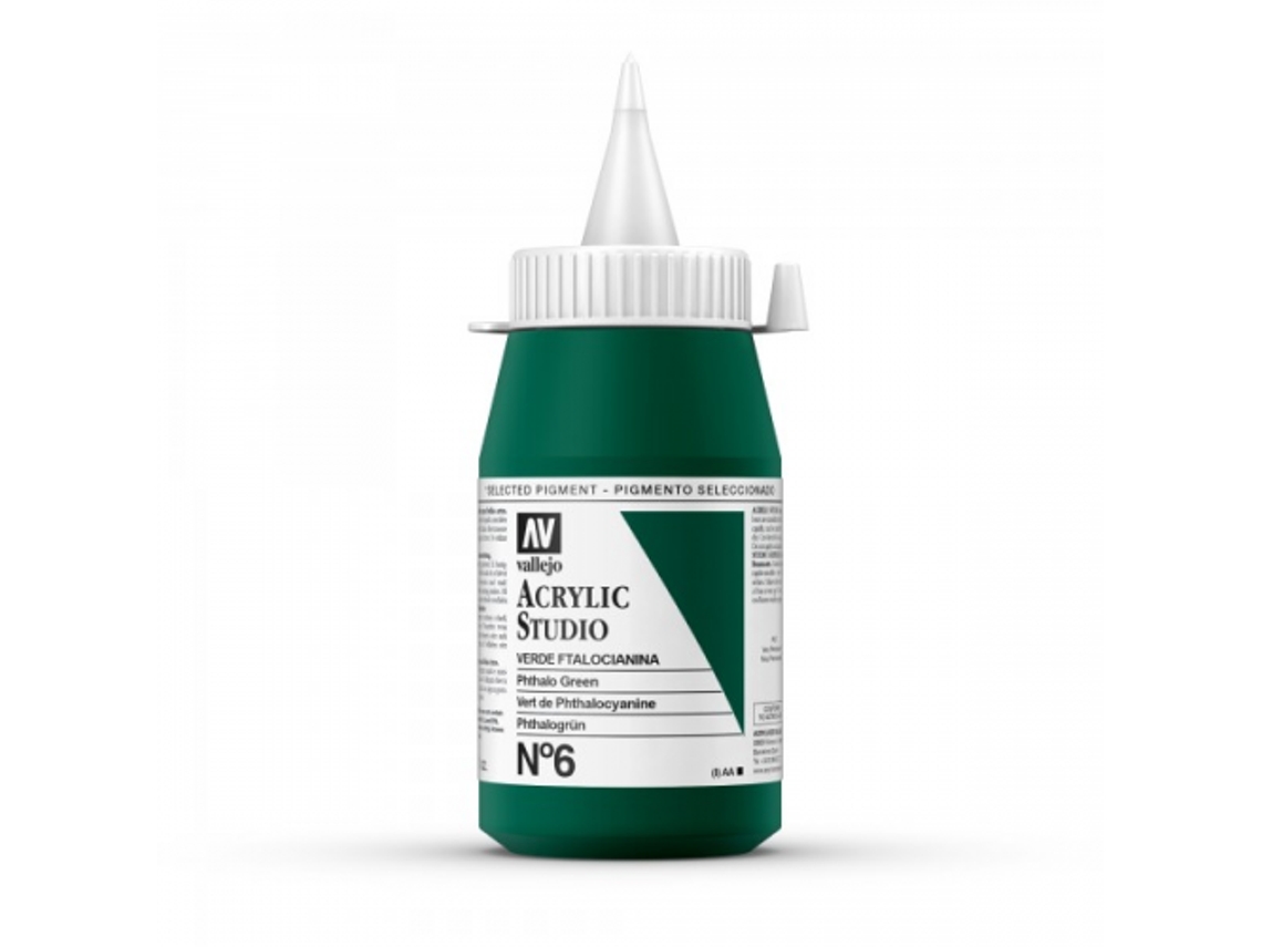 Pintura Acrilica Vallejo Studio 500 Ml (6 Verde Ftalocianina)