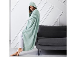 Plaid con capucha y manoplas tacto seda 65x115cm Turquesa MEVAK LIVING