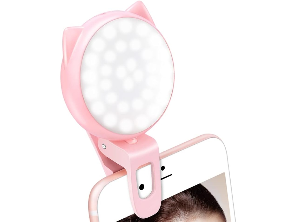 VYLARA Mini Anel De Luz Com Brilho Ajustável, Recarregável Com Cabo Usb, Ideal Para Selfies E Vídeos
