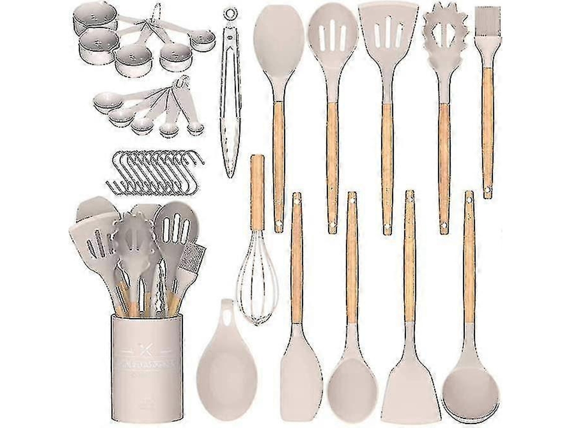 Juego de 33 utensilios de cocina de silicona antiadherentes, incluye espátulas. Nostalgia88