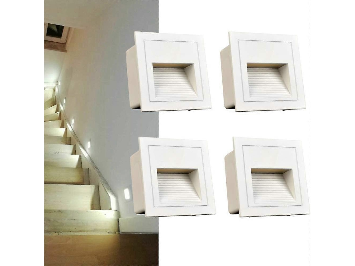 Rebe-set De 4 Luces Led Empotradas En Pared, Blanco Frío Ip65, Aluminio clase Energética E