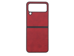 Capa De Couro Sintético Anti-arranhões Anti-queda Para Samsung Galaxy Z Flip 4 Vermelha