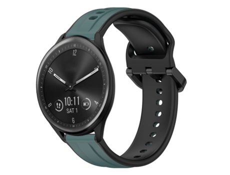 Correa Smartwatch para Garmin Vivomove Sport 20mm Convex Loop Silicona Bicolor (Verde Oliva + Negro)