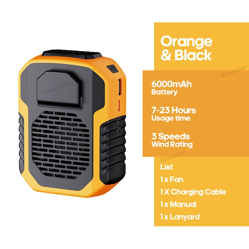 Mini ventilador recargable USB MDUG de 6000 mAh para acampar, hacer senderismo, escalar y practicar deportes.