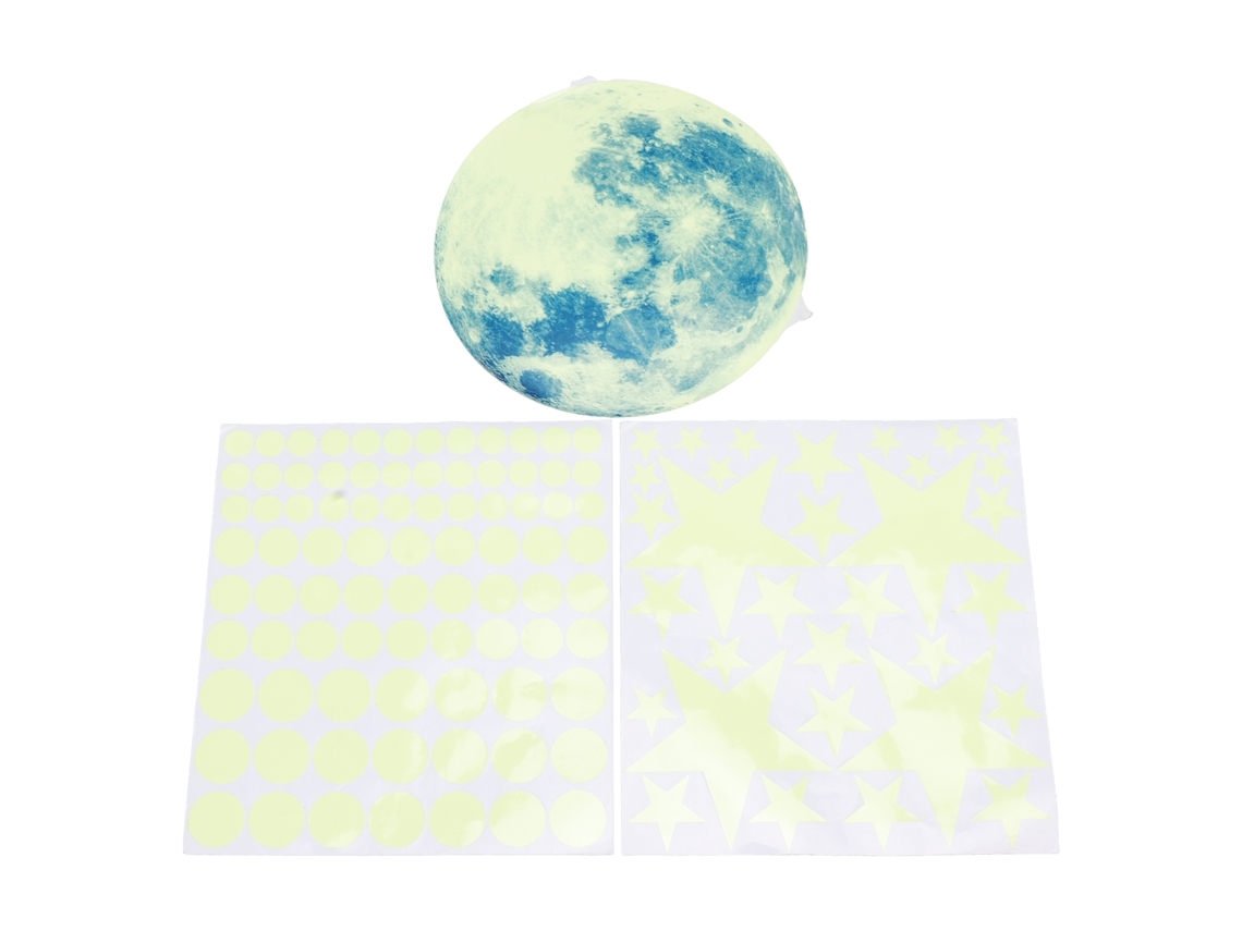 Calcomanías Luminosas Para Pared Con Luna Y Estrellas Glow In The Dark Decoración Para Dormitorio Sala Verde