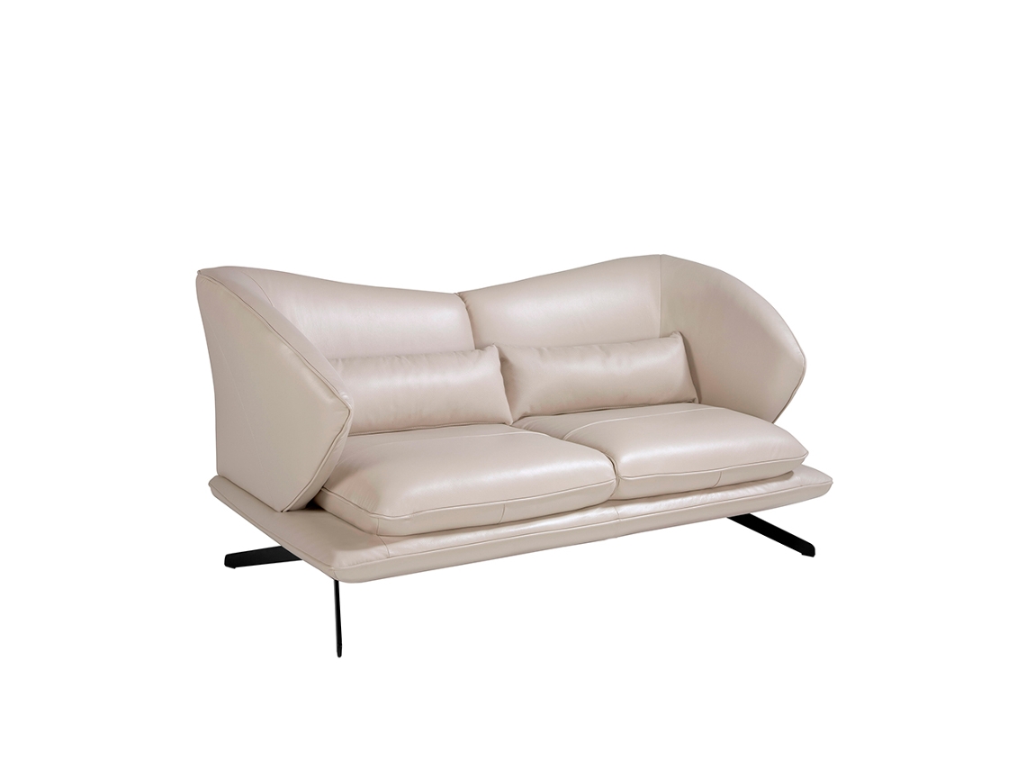 Sofá de 2 Plazas ANGEL CERDA (Gris Taupe y Negro - Cuero - 175 x 90 x 85 cm)