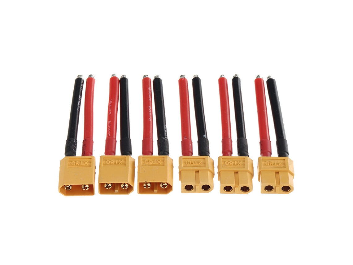 3pairs Xt60 Male Plug 12awg 5cm Silicone Cable Wire