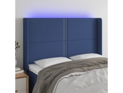 Cabecero Con Led De Tela Azul 147x16x118/128 Cm
