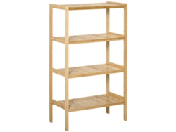 Librería De Bambú Con 4 Baldas Antivuelco, 62x33x112 Cm, Acabado Natural.