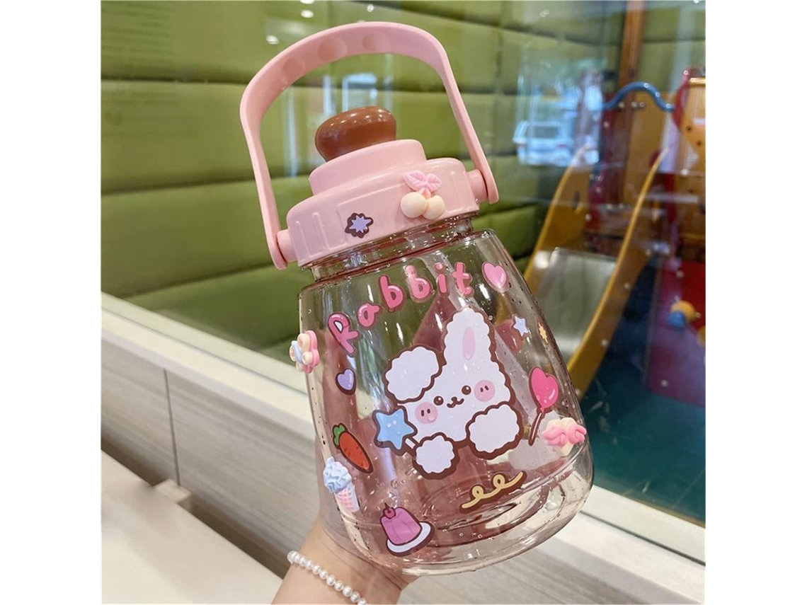 2026da-botella De Agua Linjou 1.3l Con Pajita Y Pegatinas, Portátil Anti-derrame, Material Seguro, Regalo Kawaii