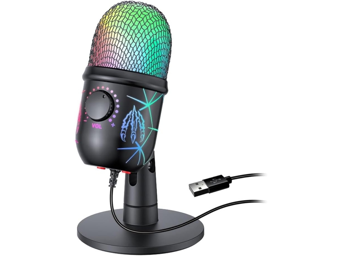 Micrófono De Condensador Usb Con Cancelación De Ruido Rgb Para Ordenador