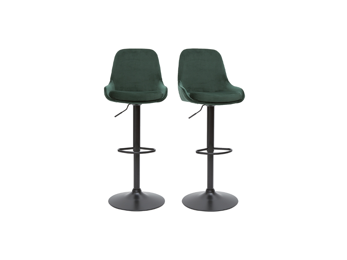 Conjunto de 2 bancos de cozinha ajustáveis de design em veludo verde Holo MILIBOO