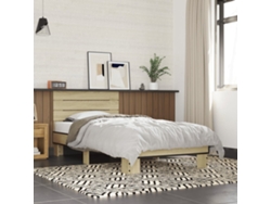 Estructura Cama Madera Ingeniería Metal Roble Sonoma 90x190 Cm
