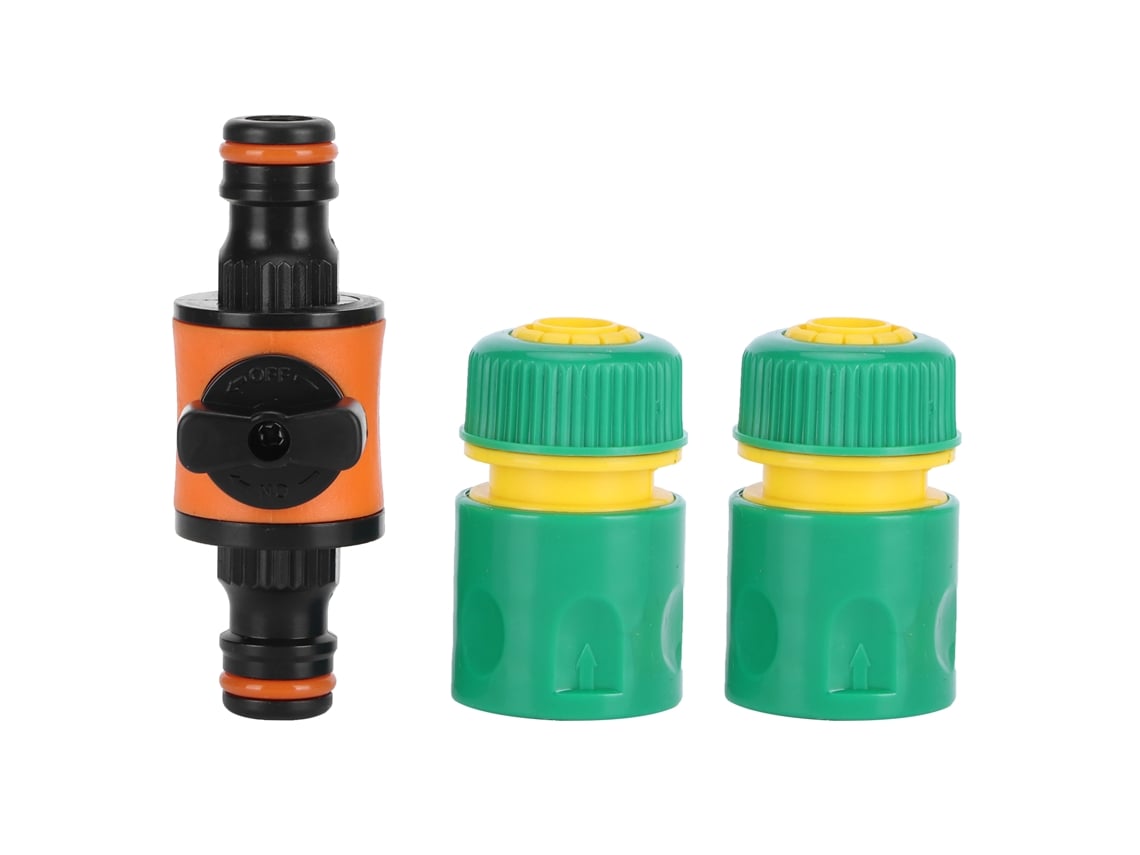 Kit De Reparación De Manguera De Jardín Con Conectores Rápidos Y Válvula De Bola G1/2", Abs, 3 Piezas.