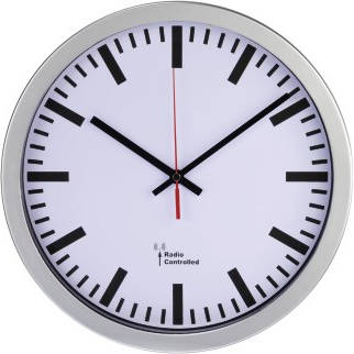Hama Funkwanduhr Bahnhofsuhr wanduhr automatische zeiteinstellung 30 cm durchmesser silber reloj de pared