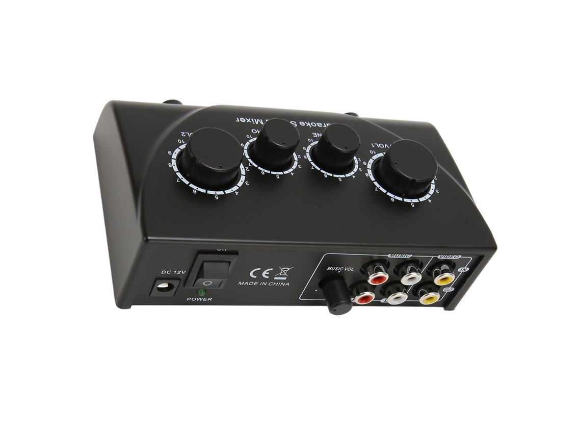 Mixer De Som Karaokê Profissional Plug And Play Com 2 Microfones Pre Amplificador Para Home Theatre 100‑240v Plug Eu