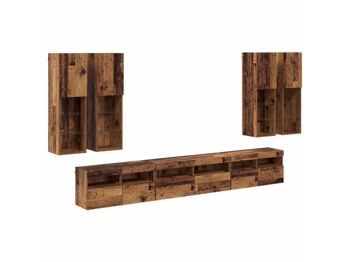 Maison Exclusive - Conjunto De Mueble Para Tv De Pared 7 Pcs Madera Envejecida