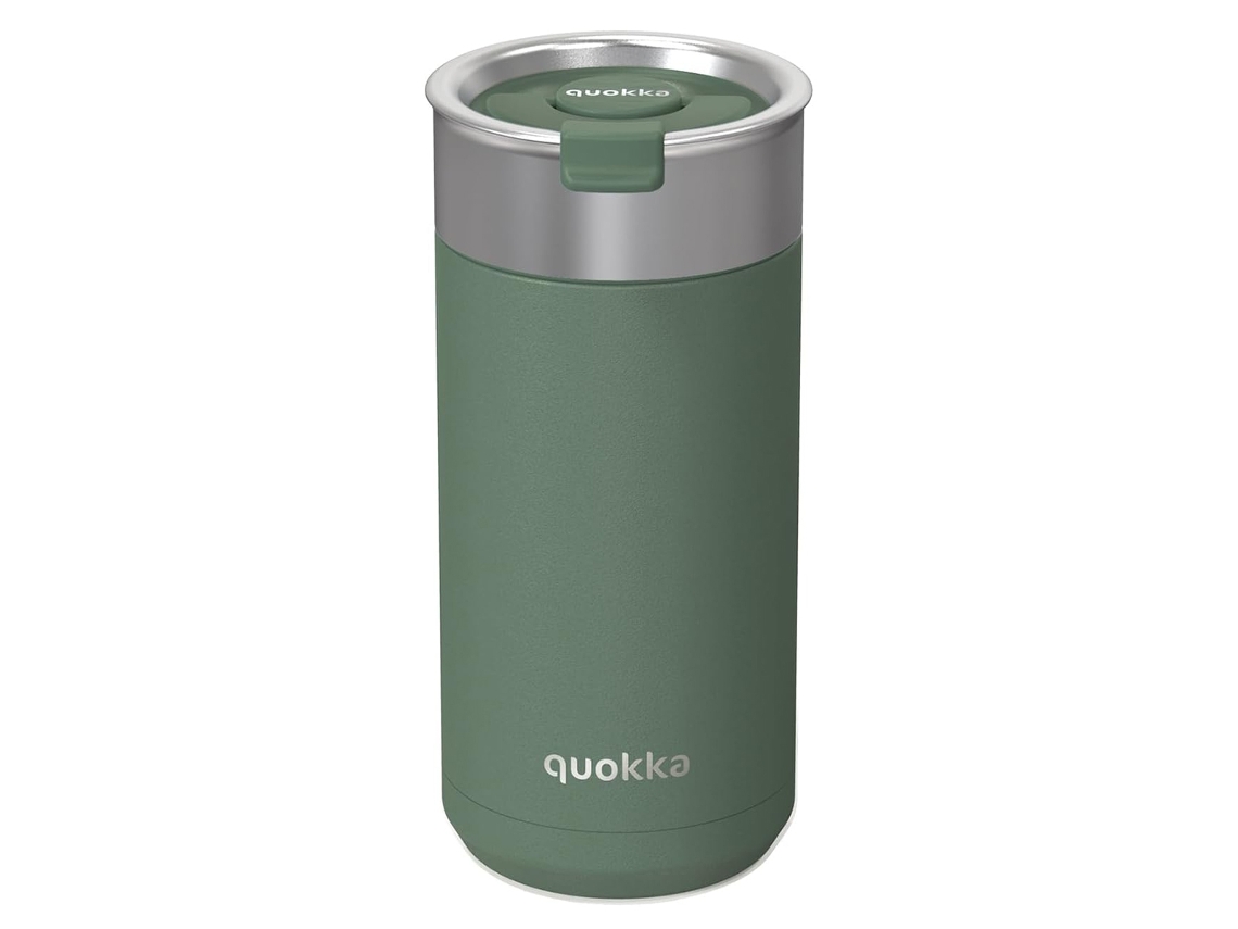 Botella térmica Quokka verde de 400 ml con infusor y aislamiento, modelo Boost