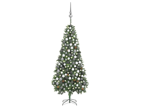 Árbol de Navidad VIDAXL helado con luces, bolas y piñas (210 cm)