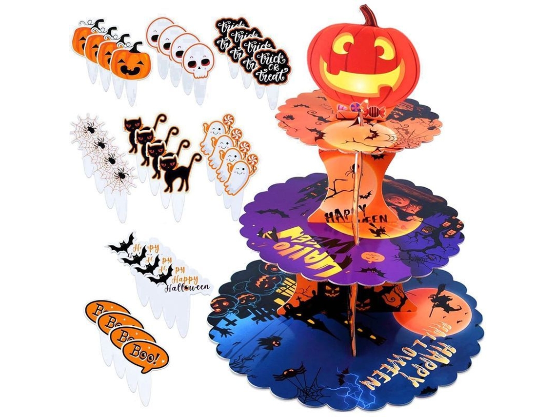 Soporte Para Cupcakes De Halloween Con Adornos Decorativos Para Fiestas De Halloween.
