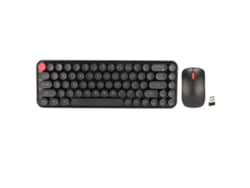 Teclado y ratón combinados, estilo máquina de escribir, 68 teclas, inalámbricos, 2,4 GHz, con batería, estilo retro, para Windows, color negro.