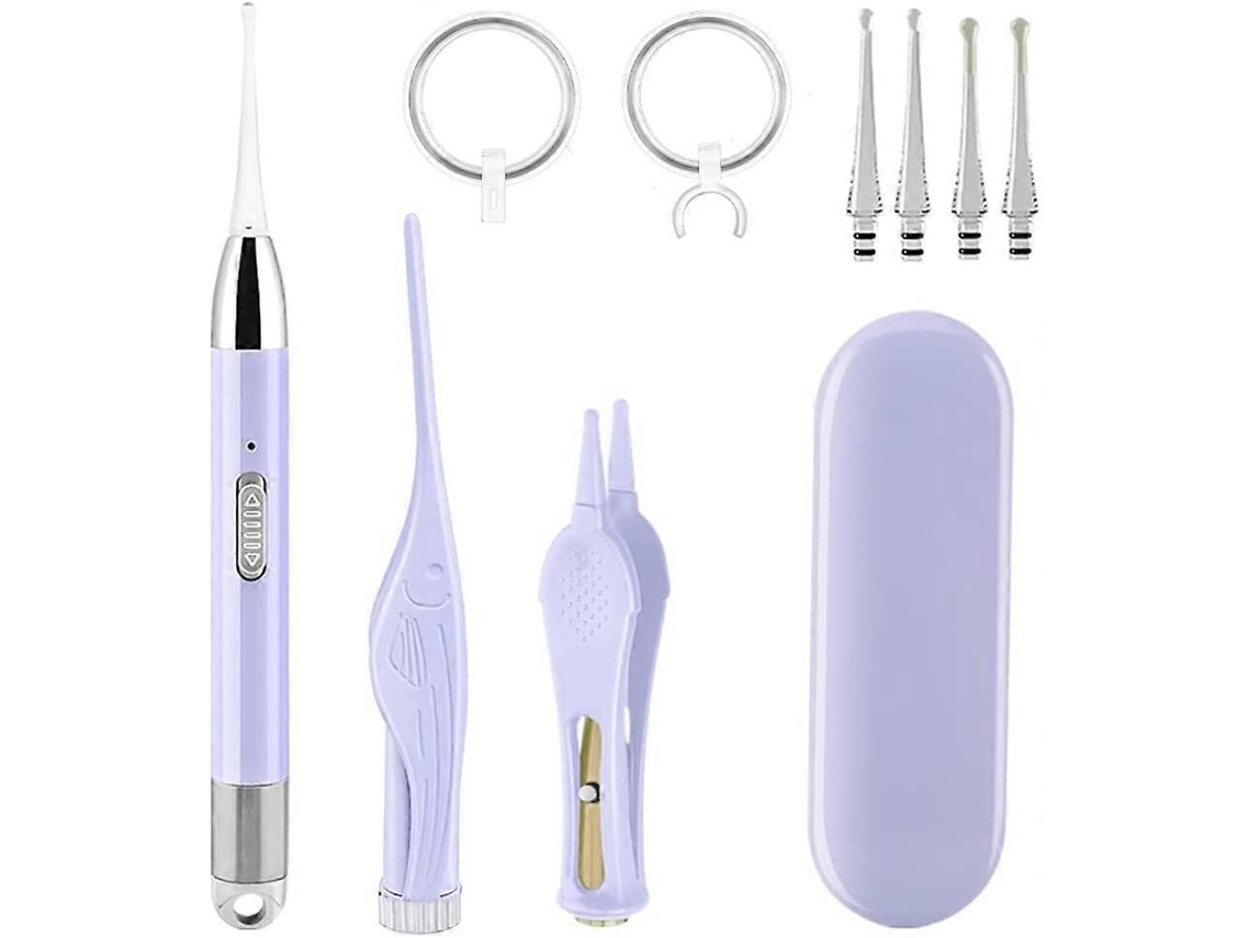 Kit De Retiro De Cera De Oídos Con Luz Led, 3 Piezas, Pinzas (morado)