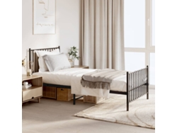 Estructura Cama Sin Colchón Con Estribo Metal Negro 90x190 Cm