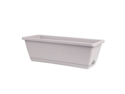 Maceta rectangular de plástico gris claro de 50x19 cm.