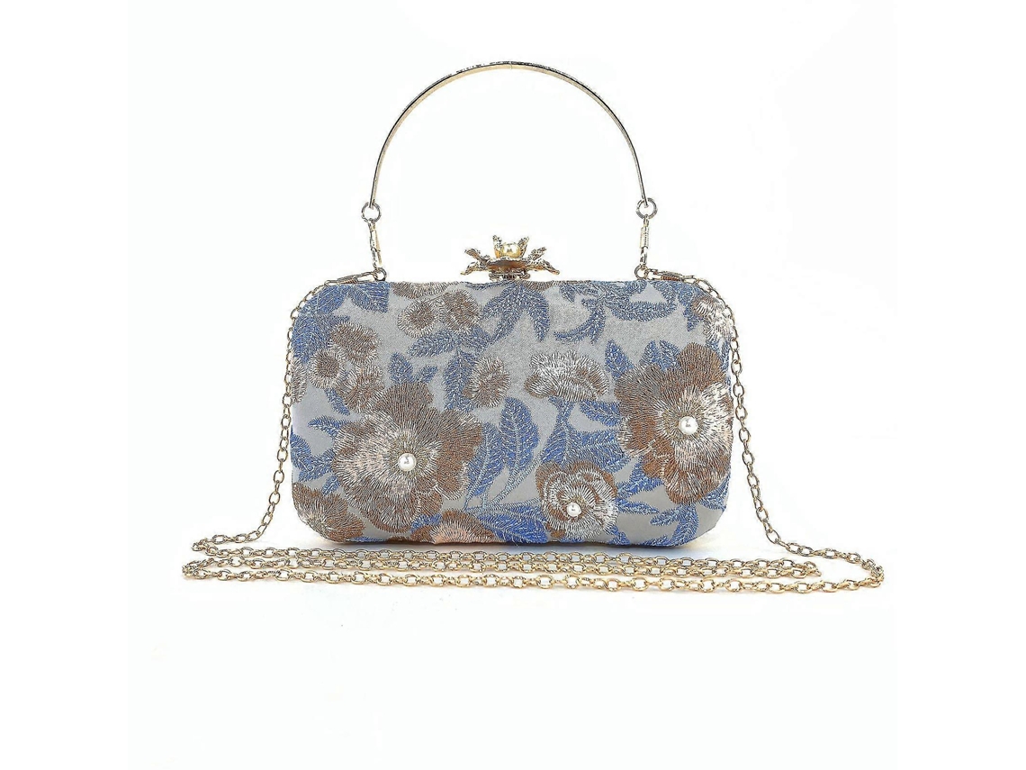 Precioso bolso de mano con bordado en relieve para una propuesta de matrimonio, azul claro