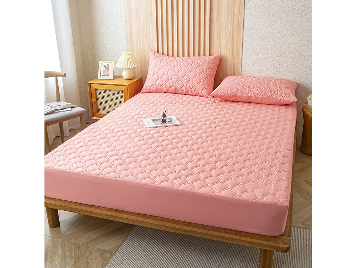 Protector De Colchón Impermeable Czhhmart (sábana Bajera Ajustable) 180 Cm X 220 Cm (con Dos Fundas De Almohada) Rosa